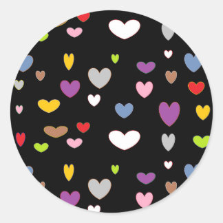 Sticker Rond Coeurs colorés