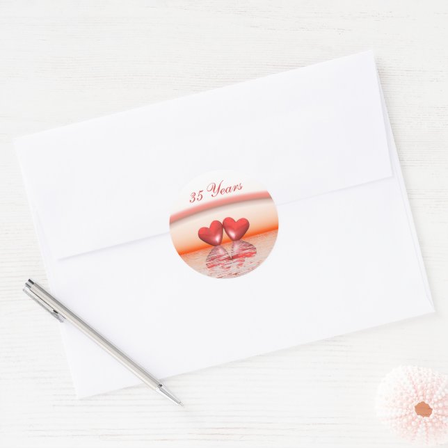 Sticker Rond Coeurs coralliens du 35e anniversaire (Enveloppe)