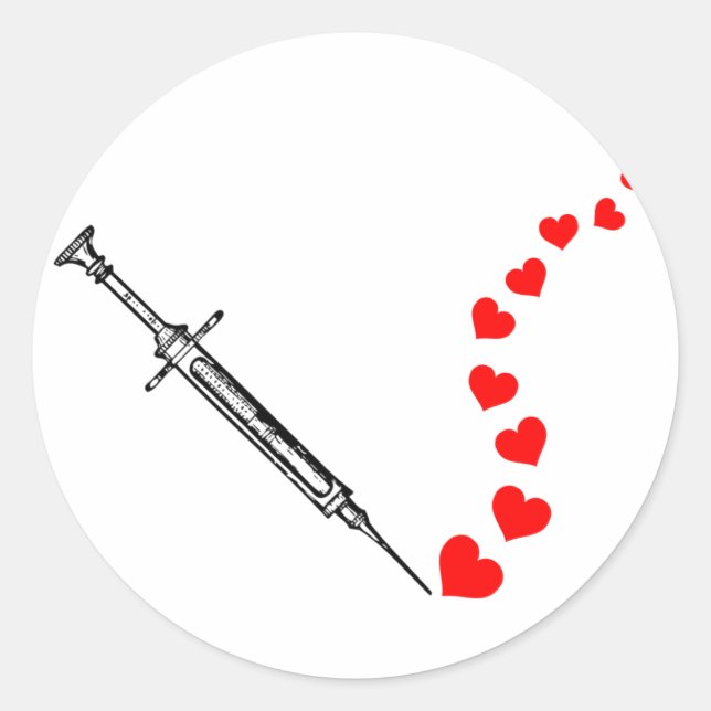 Sticker Rond Coeurs d'aiguille (noir) (Devant)