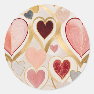 Sticker Rond Coeurs d'amour