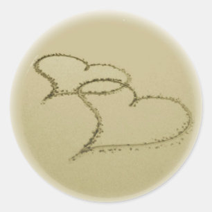 Sticker Rond Coeurs Dans Le Sable