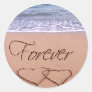 Sticker Rond Coeurs dans le sable pour toujours