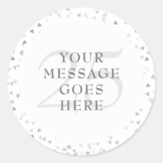 Sticker Rond Coeurs d'argent du 25e anniversaire (Devant)