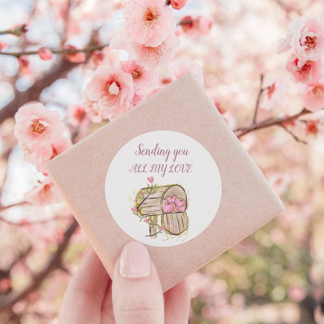 Sticker Rond Coeurs de boîte aux lettres mignonne Enveloppe Sai (Créateur téléchargé)