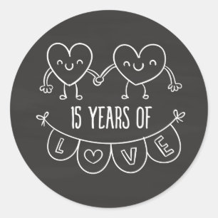 Sticker Rond Coeurs de calèche-cadeaux du 15e anniversaire