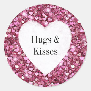 Sticker Rond Coeurs de Parties scintillant roses