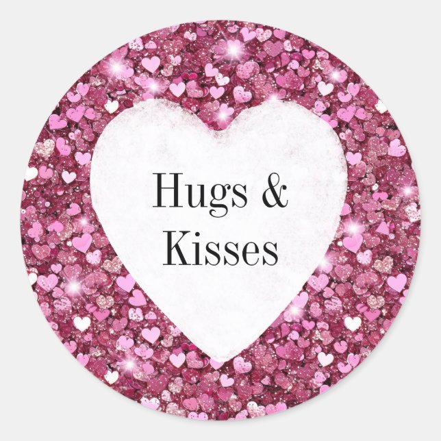 Sticker Rond Coeurs de Parties scintillant roses (Devant)