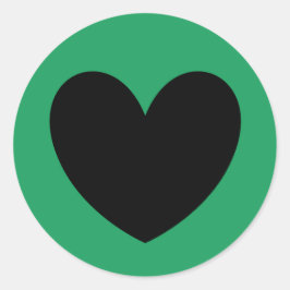 Sticker Rond Coeurs de polka noir sur Kelly green