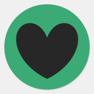 Sticker Rond Coeurs de polka noir sur Kelly green