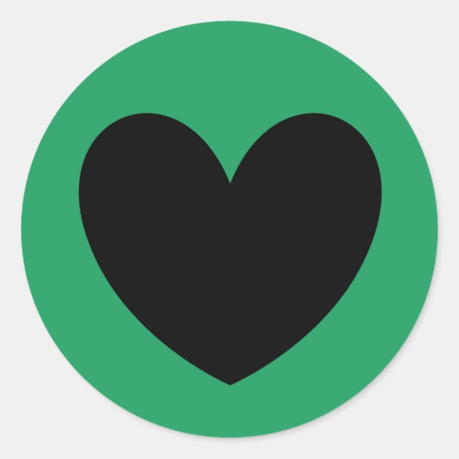 Sticker Rond Coeurs de polka noir sur Kelly green (Devant)