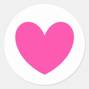 Sticker Rond Coeurs de polka rose Fuchsia sur blanc