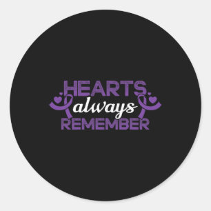 Sticker Rond Coeurs Démence Violet Ribbon Support de sensibilis