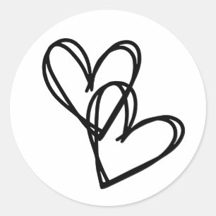 Sticker Rond cœurs dessinés à la main, entrelacés. Saint-Valent