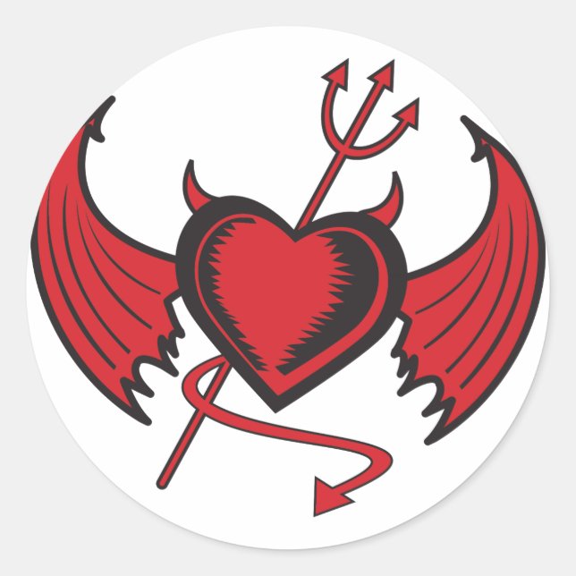 Sticker Rond Coeurs diaboliques (Devant)