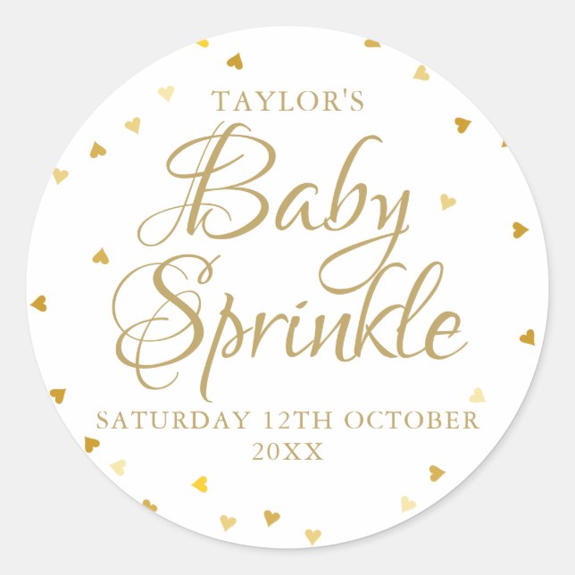 Sticker Rond Coeurs d'or bébé saupoudrer (Devant)