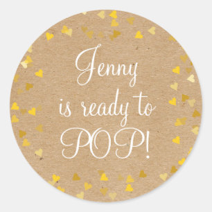 Sticker Rond Cœurs Dorés Elle Est Prête à Accoucher Cadeau de B