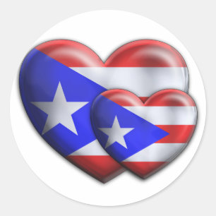 Sticker Rond Coeurs du drapeau portoricain