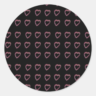 Sticker Rond Coeurs en rouge à lèvres rose chaud