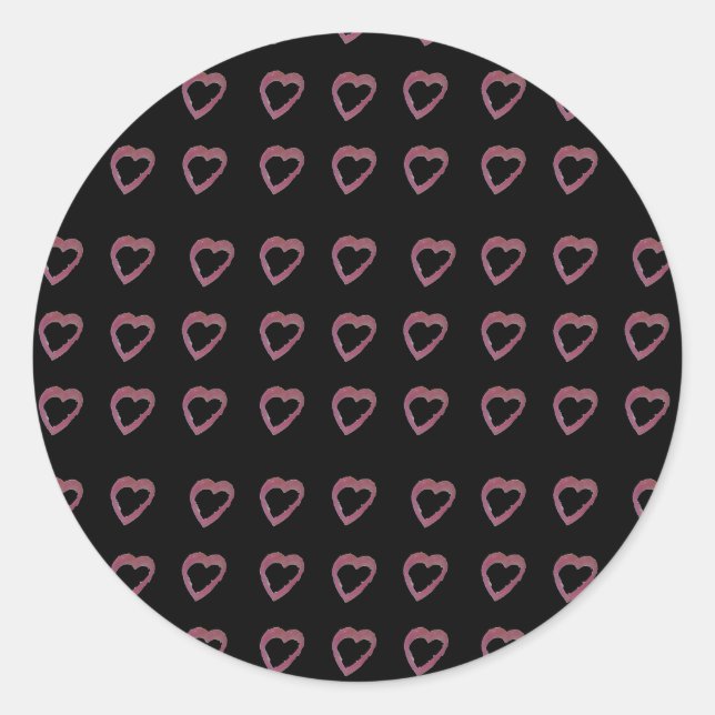Sticker Rond Coeurs en rouge à lèvres rose chaud (Devant)