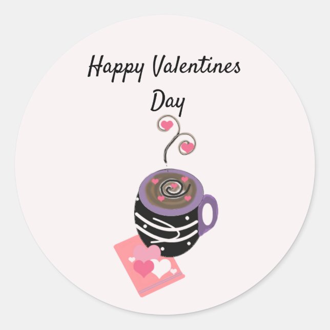 Sticker Rond Coeurs et café (Devant)