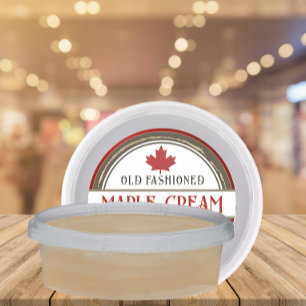 Sticker Rond Cœurs et feuille de crème d'érable rétro vintage