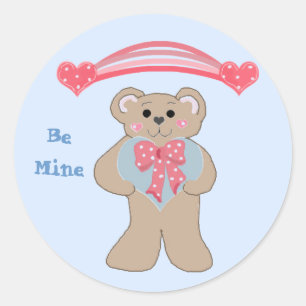 Sticker Rond Cœurs et Nounours à Moi