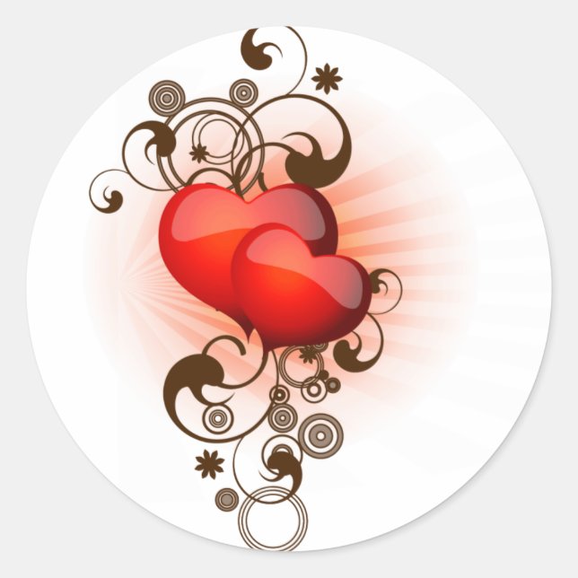 Sticker Rond Coeurs et torrents (Devant)