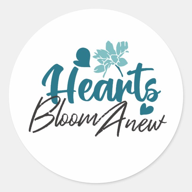 Sticker Rond Coeurs fleurissent à nouveau - Citation Florale In (Devant)