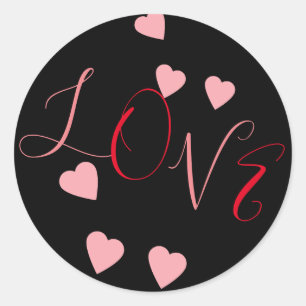Sticker Rond Cœurs flottants amour Saint-Valentin rose rouge
