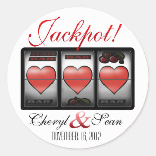 Sticker Rond Coeurs Jackpot Nous le faisons à Vegas (Petits)