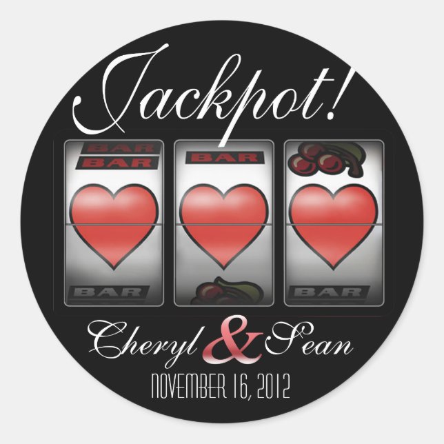 Sticker Rond Coeurs Jackpot Nous le faisons à Vegas (Petits) (Devant)