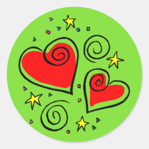 Sticker Rond Coeurs lumineux et éméchés