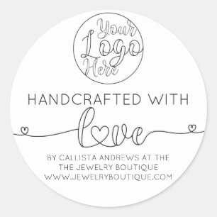 Sticker Rond Coeurs manuscrits blancs artisanaux