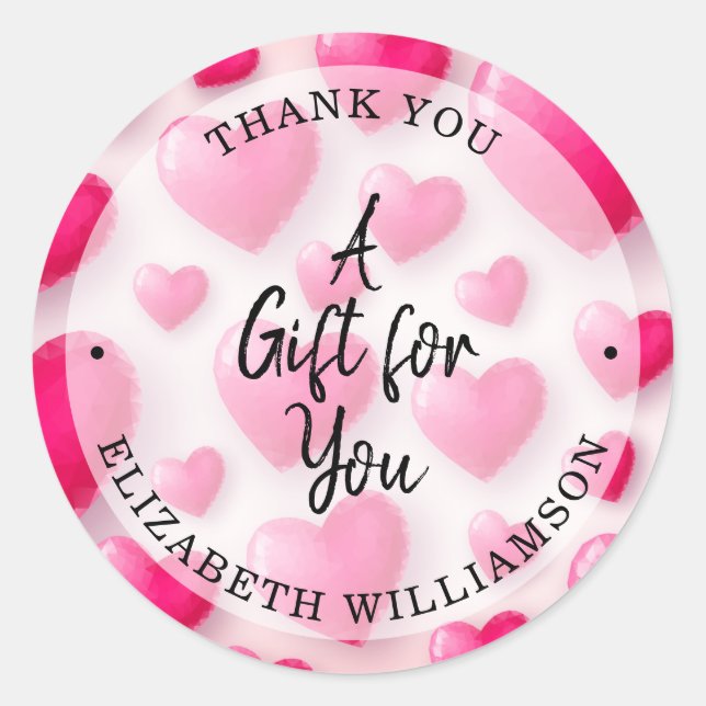 Sticker Rond Cœurs Merci (Devant)