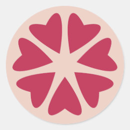 Sticker Rond Cœurs nucléaires - rouge magenta - image.    