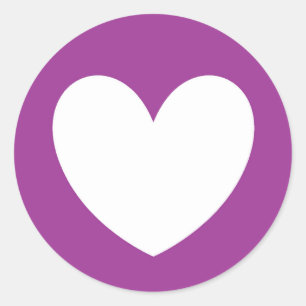 Sticker Rond Coeurs polka blanc sur violet