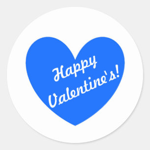 Sticker Rond Coeurs polka bleu sur blanc