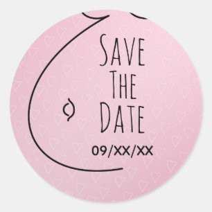Sticker Rond Coeurs Roses Baby shower Bump Bump Enregistrer La