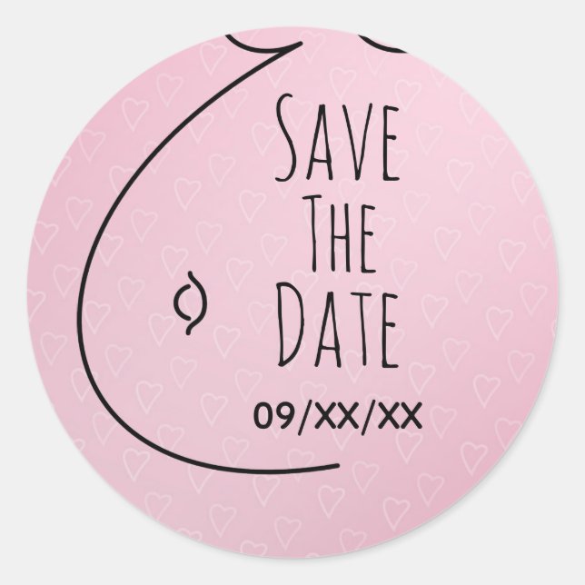 Sticker Rond Coeurs Roses Baby shower Bump Bump Enregistrer La  (Devant)