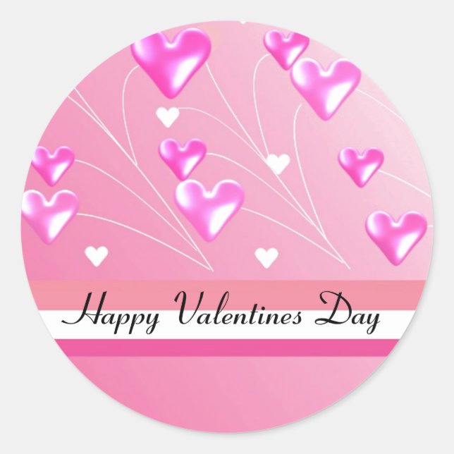 Sticker Rond Coeurs roses pour la Saint Valentin (Devant)