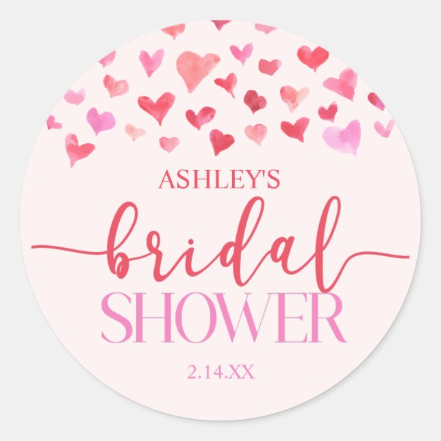 Sticker Rond Cœurs Roses Rouges Mariage Saint Valentin  (Devant)