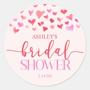 Sticker Rond Cœurs Roses Rouges Mariage Saint Valentin