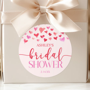 Sticker Rond Cœurs Roses Rouges Mariage Saint-Valentin