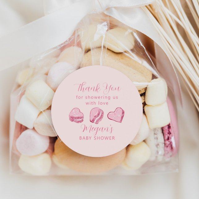 Sticker Rond Coeurs roses Valentine Baby shower Favoriser (Créateur téléchargé)