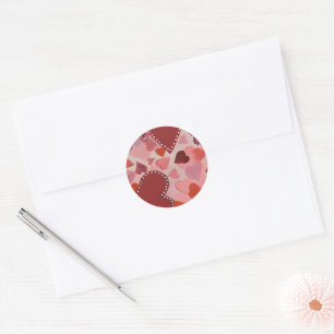 Sticker Rond Coeurs rouge et rose