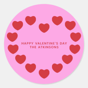 Sticker Rond Coeurs rouge rose mignon coutume moderne Saint Val