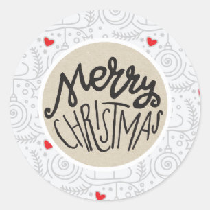 Sticker Rond Cœurs Rouges Mignons Fantaisie Noël Faveur de Fête