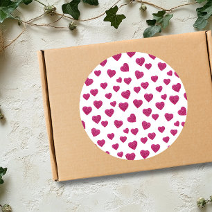 Sticker Rond Cœurs scintillants roses tendance pour la Saint-Va