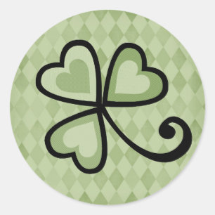 Sticker Rond Coeurs Shamrocks de Patchwork