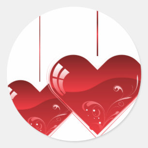 Sticker Rond Coeurs sur une chaîne